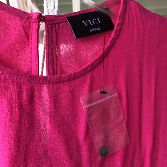 Vici hot pink, high slit, open back dress - Picture 2 of 5